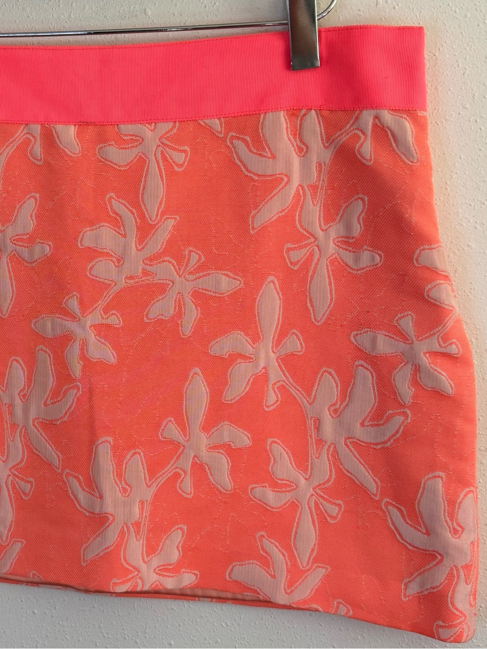 Milly New York Coral Floral Mini Skirt Size 8 Italian Fabric Made USA